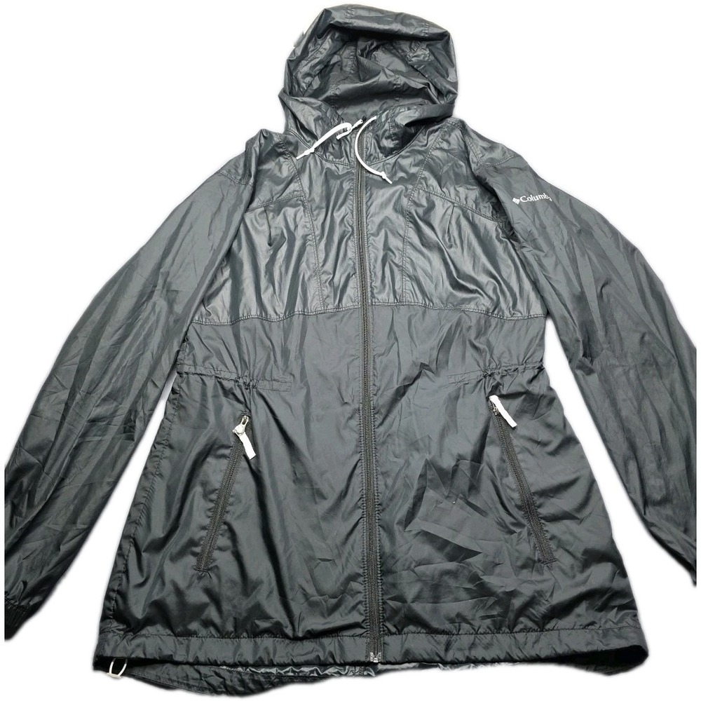 Columbia Windbreaker Jacket Adult M Black Lightweight Shell Running Jogging